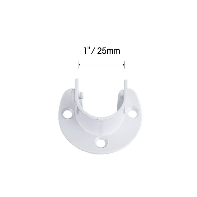 BornFeel U Shape Shower Rod Holder 4pcs Curtain Rod Bracket Stainless Steel Closet Rod Holder 1" & 1-1/4" Diameter Heavy Duty Pole Flange Socket Black White - Image 2